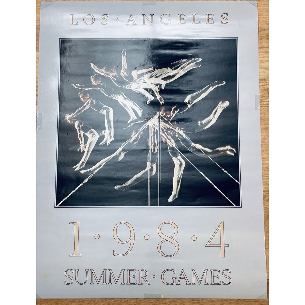 Vintage Original 1984 Los Angeles Olympics Poster 18" x 24" Gymnastics Men’s